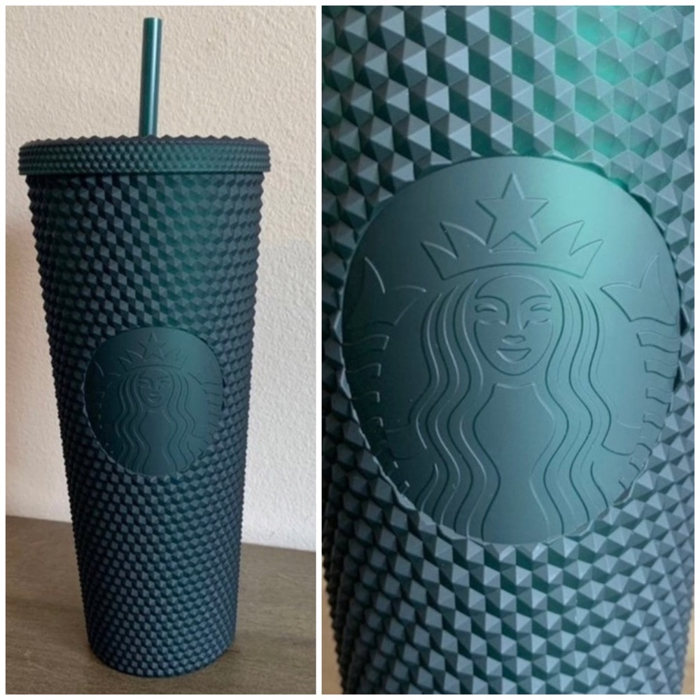 Starbucks Siren Logo Matte Dark Green Studded Tumbler Venti 24 oz NWT